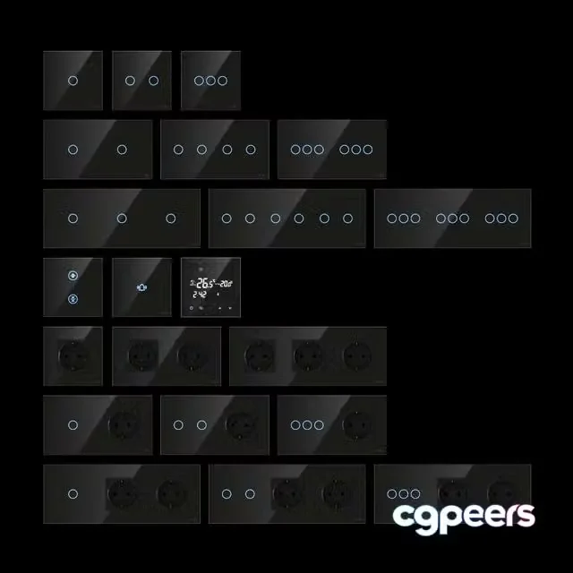 3ds Max Free – TouchMe sockets and switches – Black