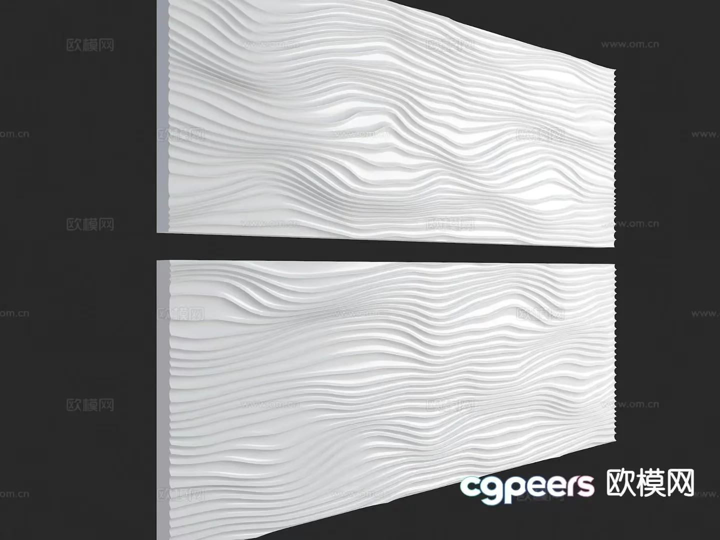 The Main Subject Is A White Wavy Pattern On A Wall 3D Model – 3503 – VRAY Render