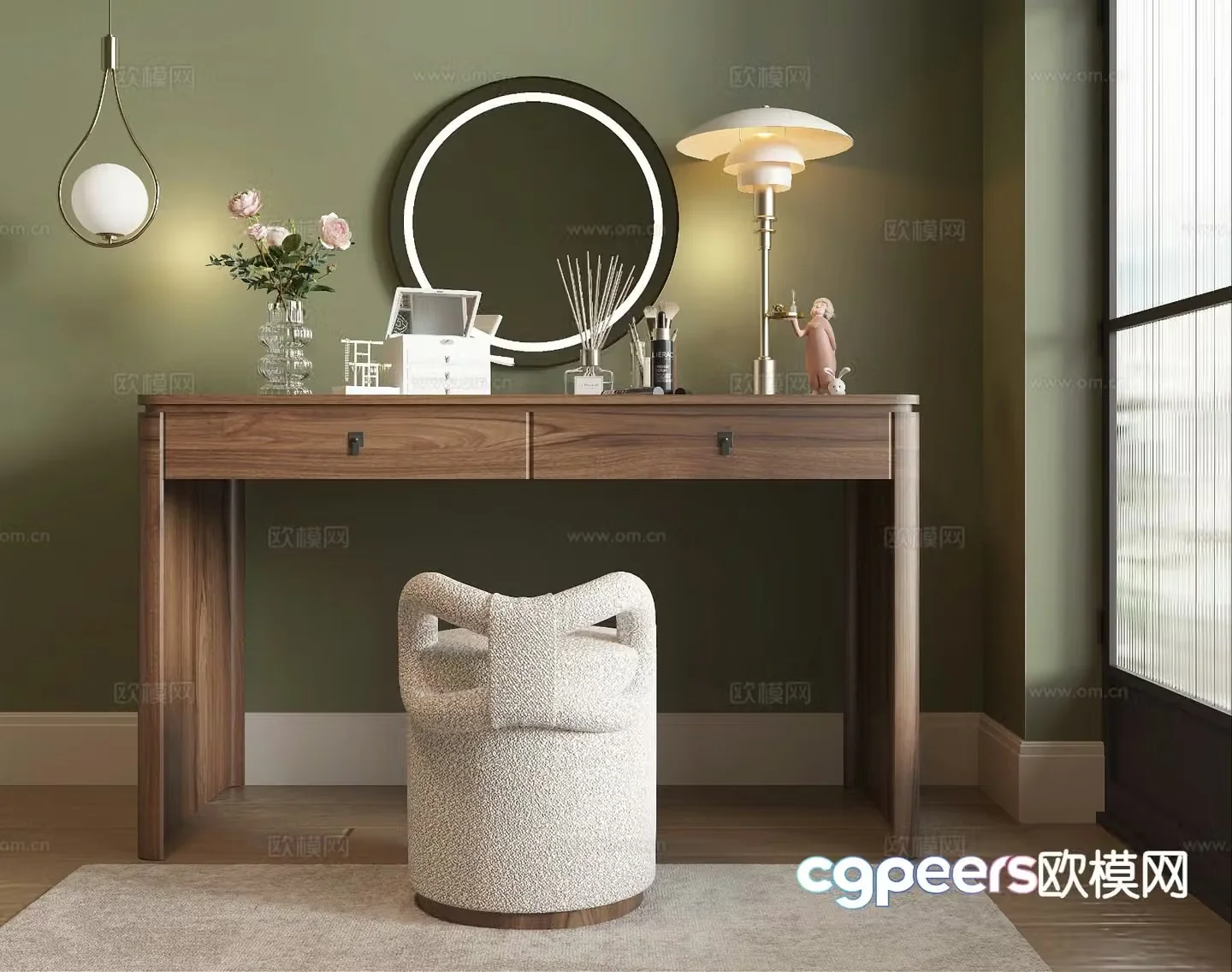 Middle style dressing table 3d model