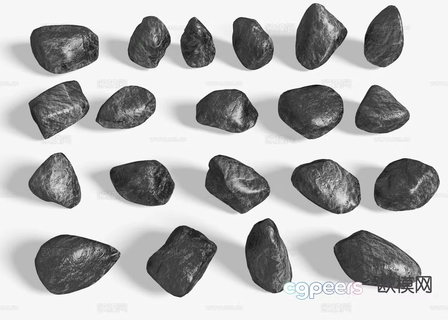Courtyard stones paving stones special-shaped stones bluestone slab 3D model