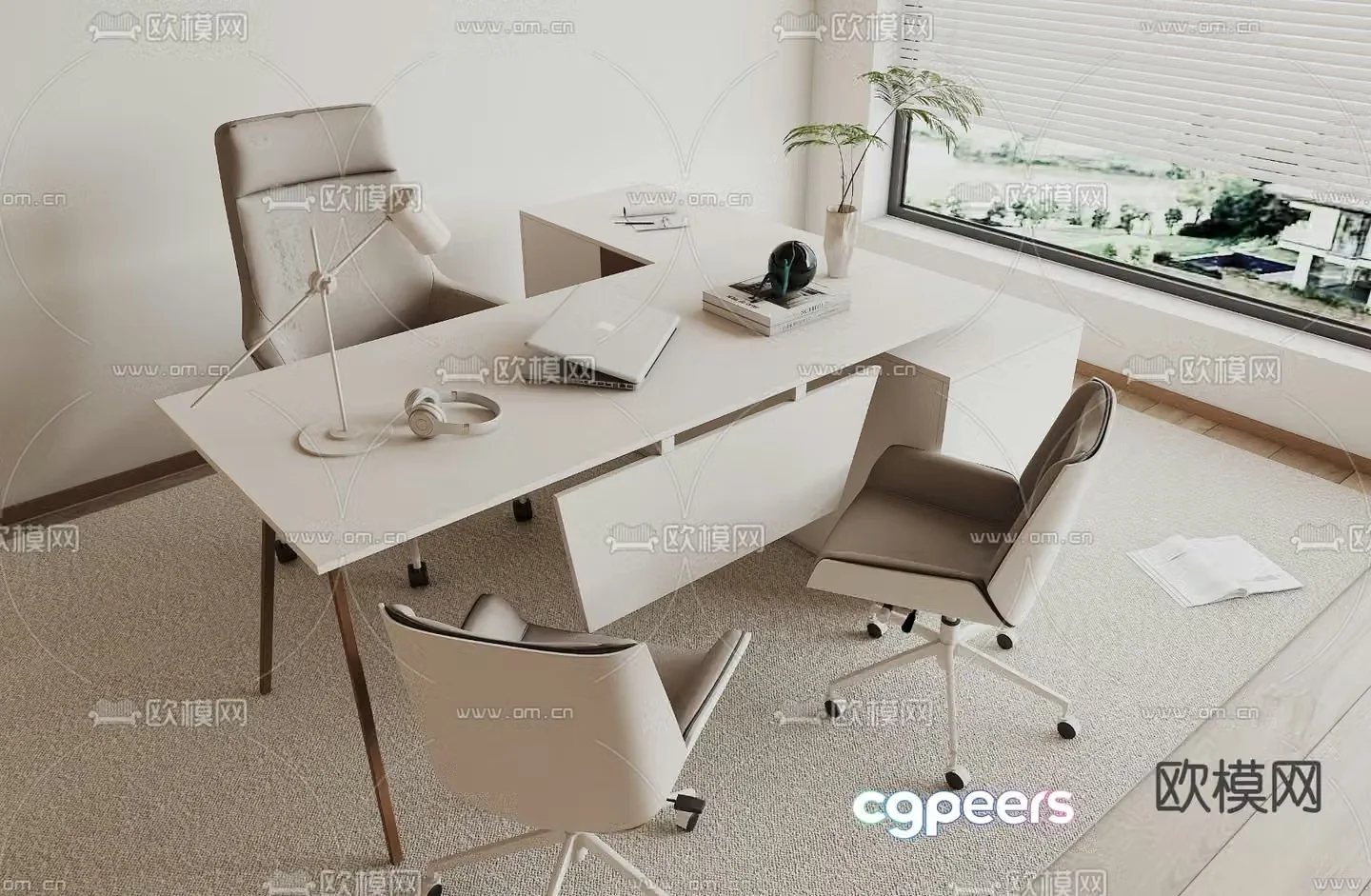 Modern desk executive desk boss desk 3d model