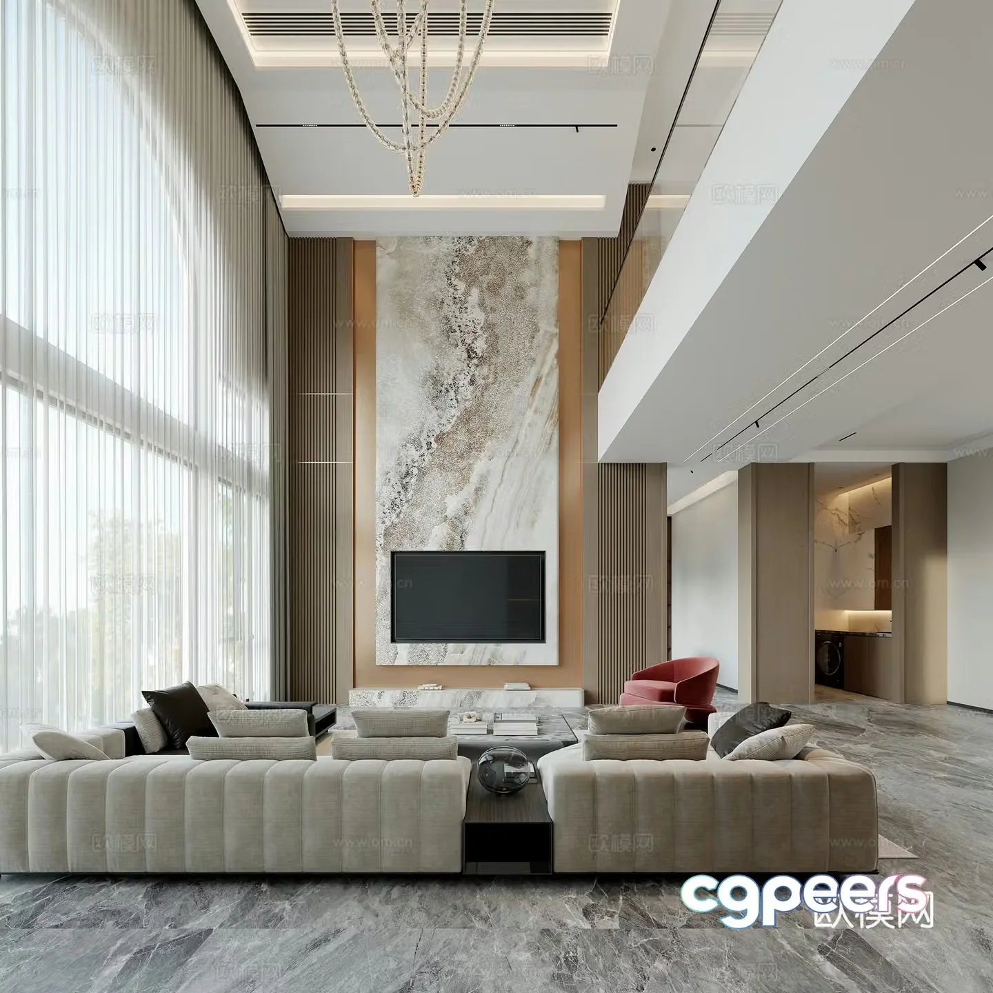 Modern villa Italian light luxury 3D model