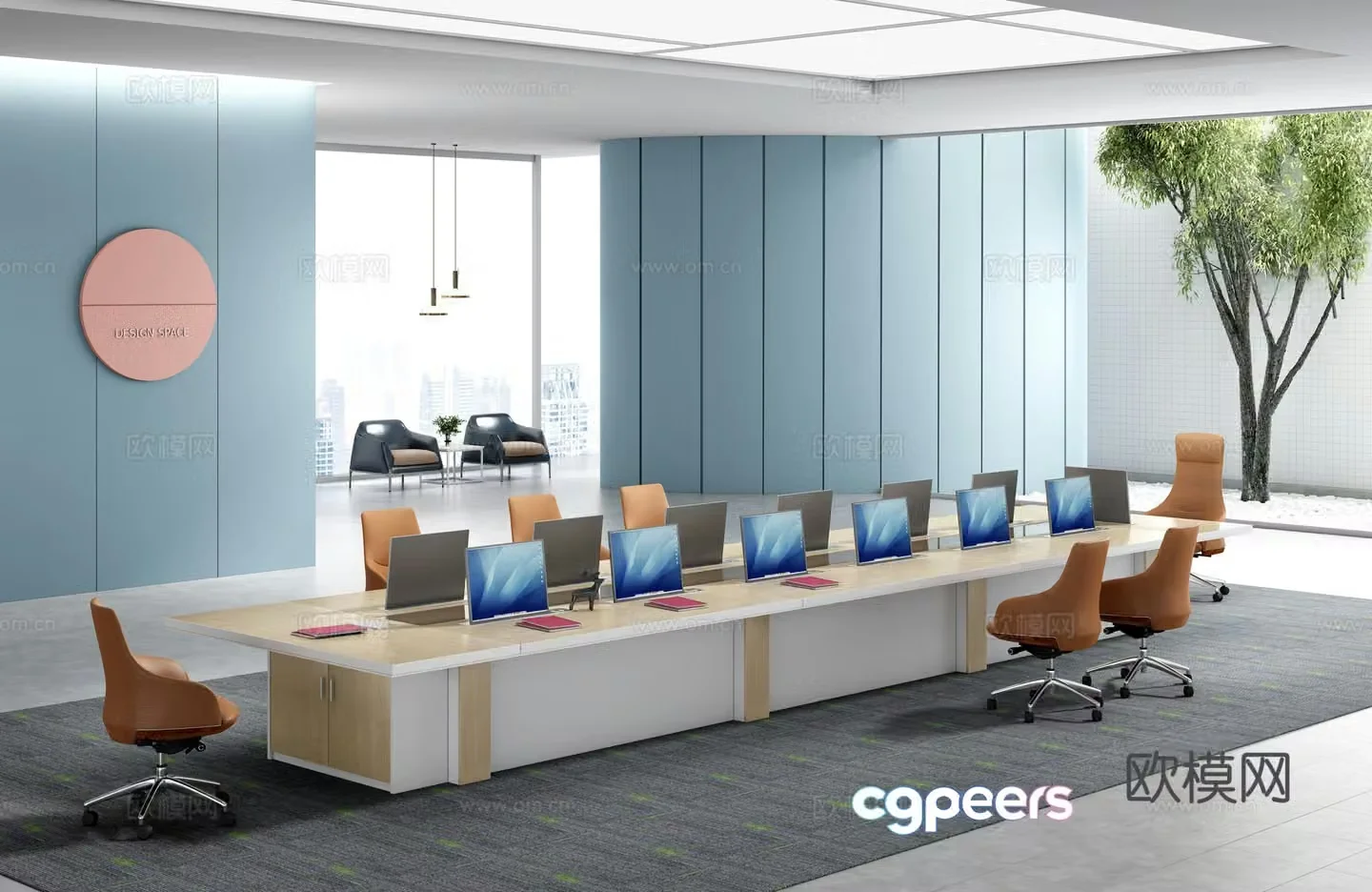 Working equipment office space office office area staff desk and chair 3d model