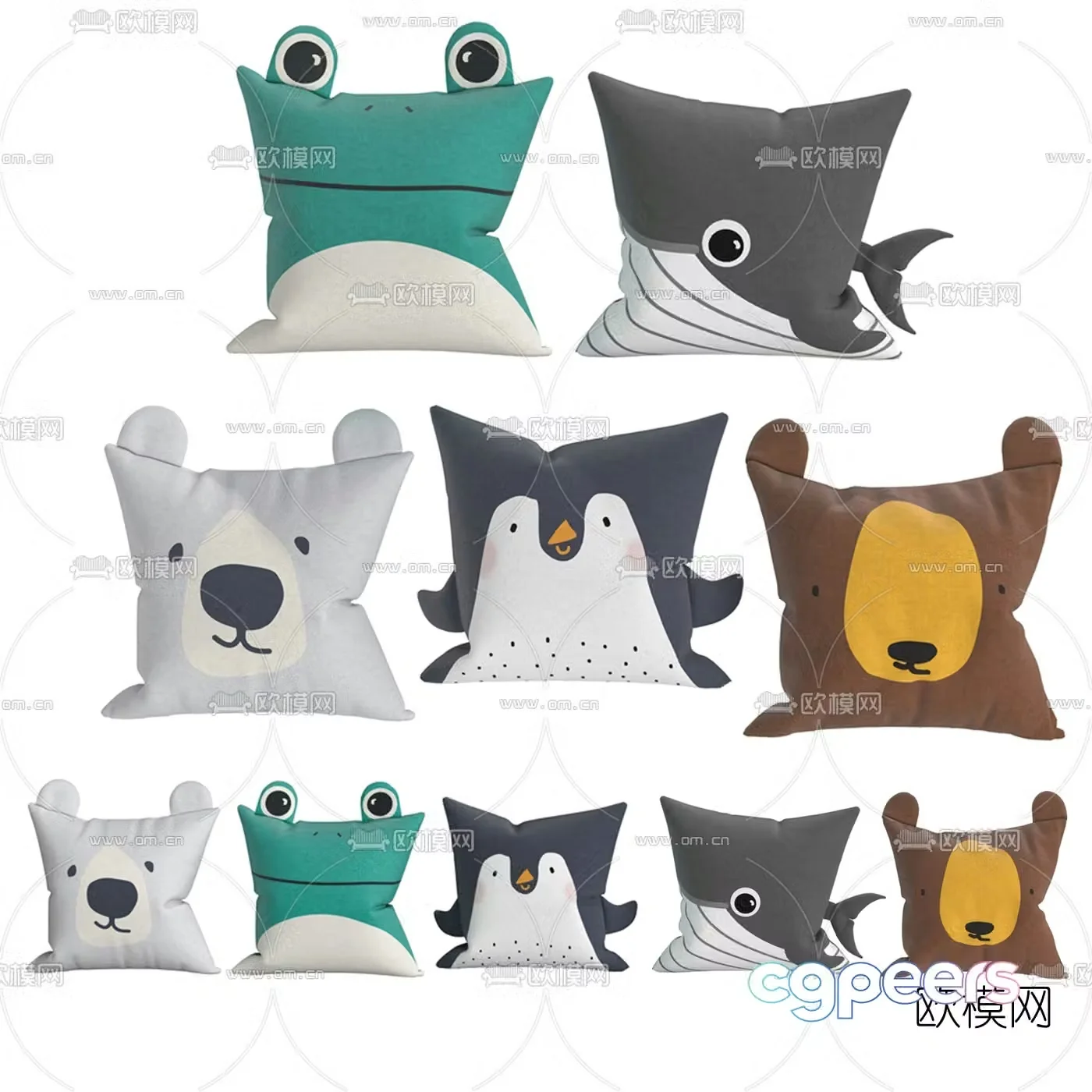 Modern children’s animal cartoon pillow 3d model