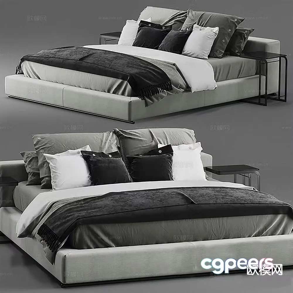 Modern double bed 3d model