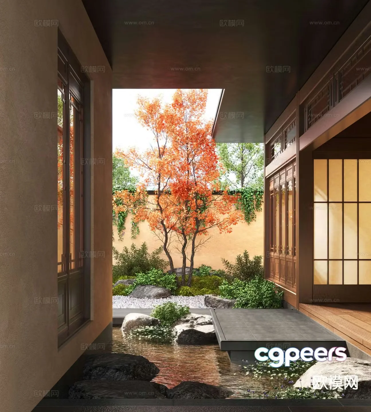 New Chinese Zen courtyard 3D model