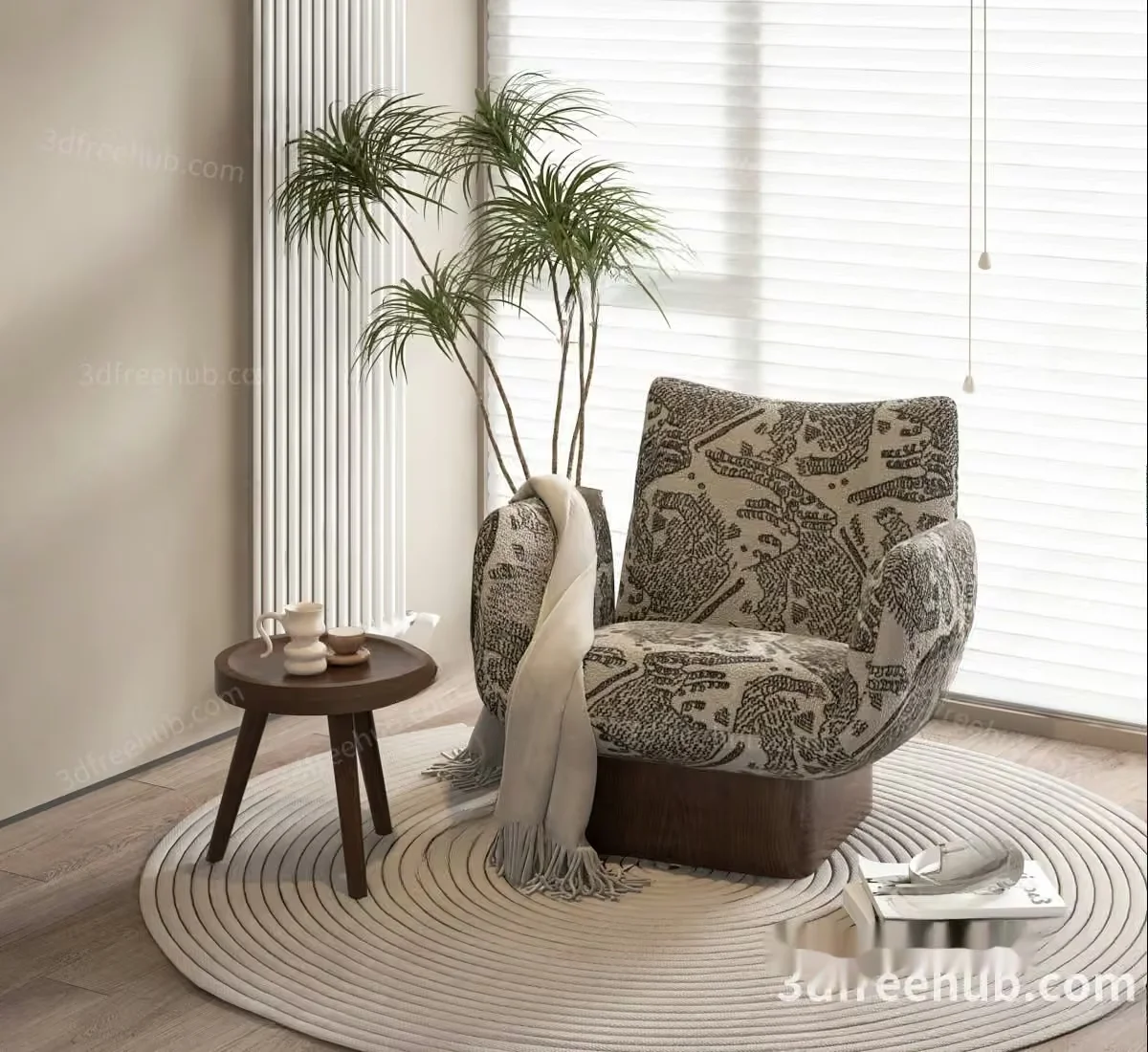 A Chair With A Patterned Fabric 3D Model – 21287 – VRAY Render