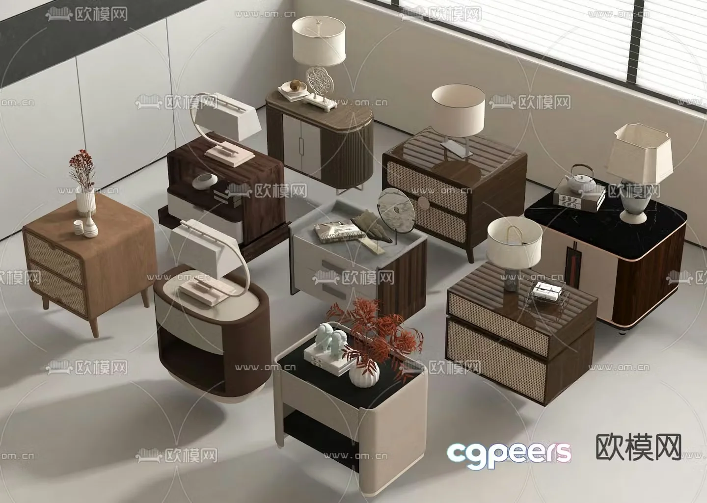 New Chinese style bedside table 3d model