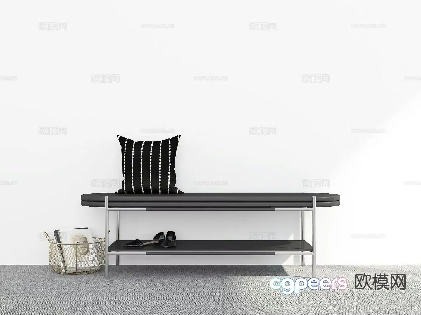 Modern stool bench shoe changing stool 3d model