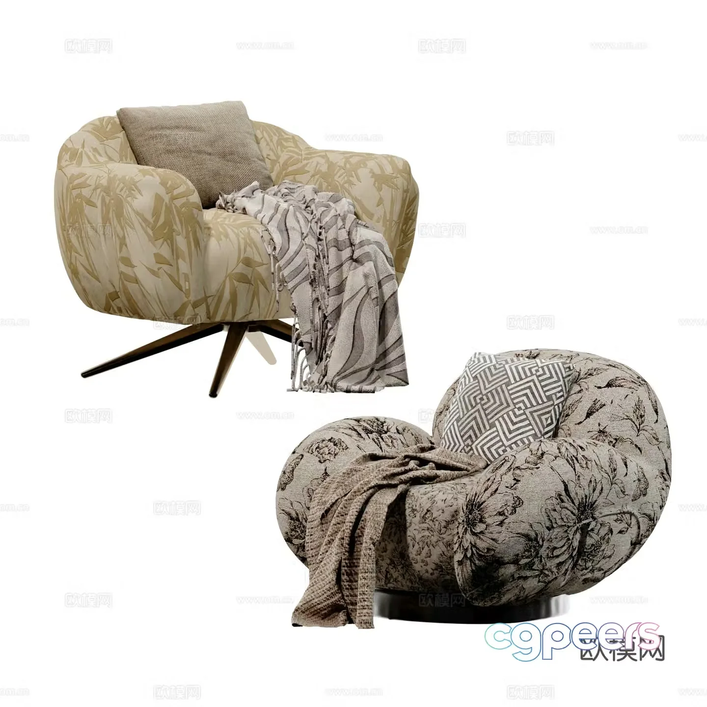 Modern medieval style leisure chair casual sofa 3d model