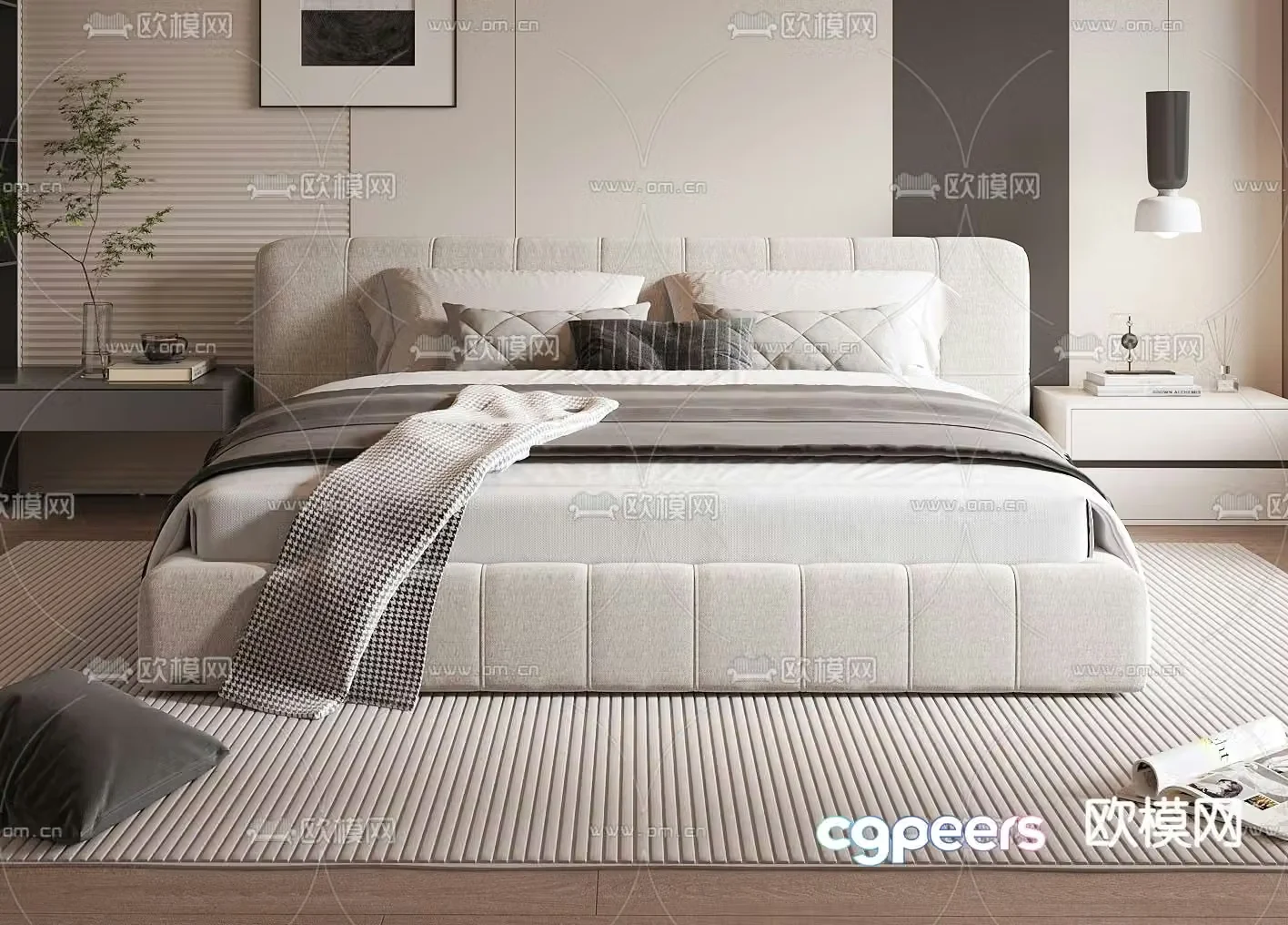 Modern double bed 3d model