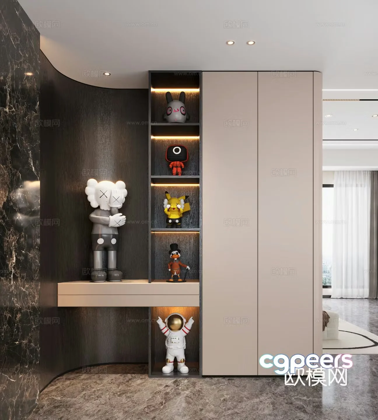 Modern entrance entrance hall Decorative hall Porch background Porch partition Porch decoration cabinet 3D model