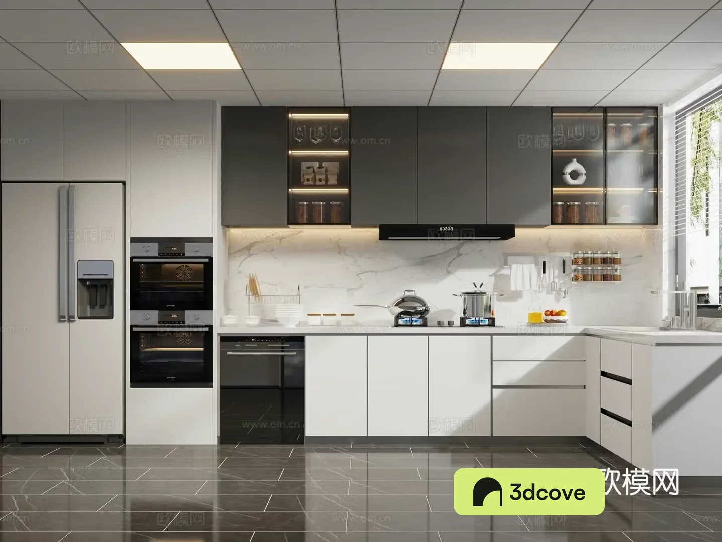 Modern black and white and gray kitchen Modern kitchen Black and white and gray simple kitchen