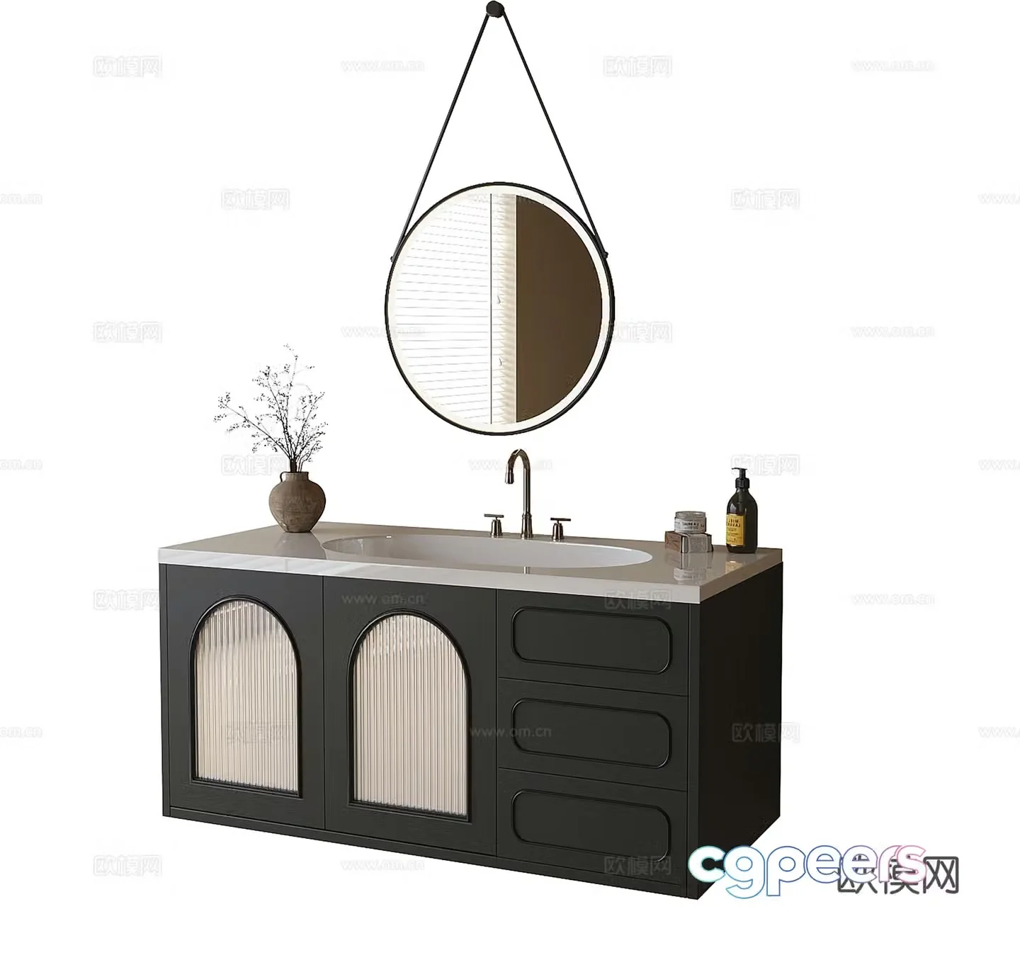 French bathroom cabinet hand -to -table bathroom 3D model