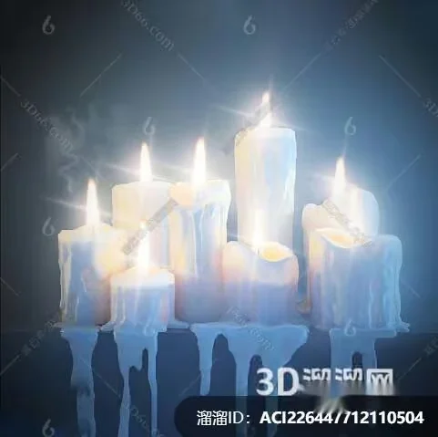 Candles With Dripping Wax 3D Model – 9577 – VRAY Render