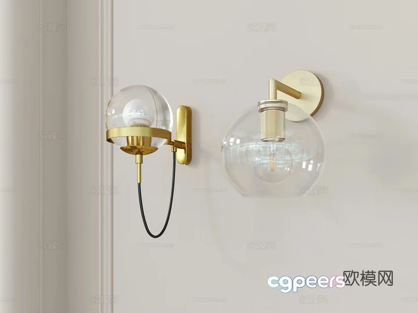 Light luxury wall lamp glass ball wall lamp 3d model