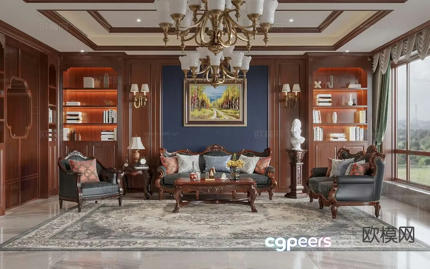 American living room 3d model