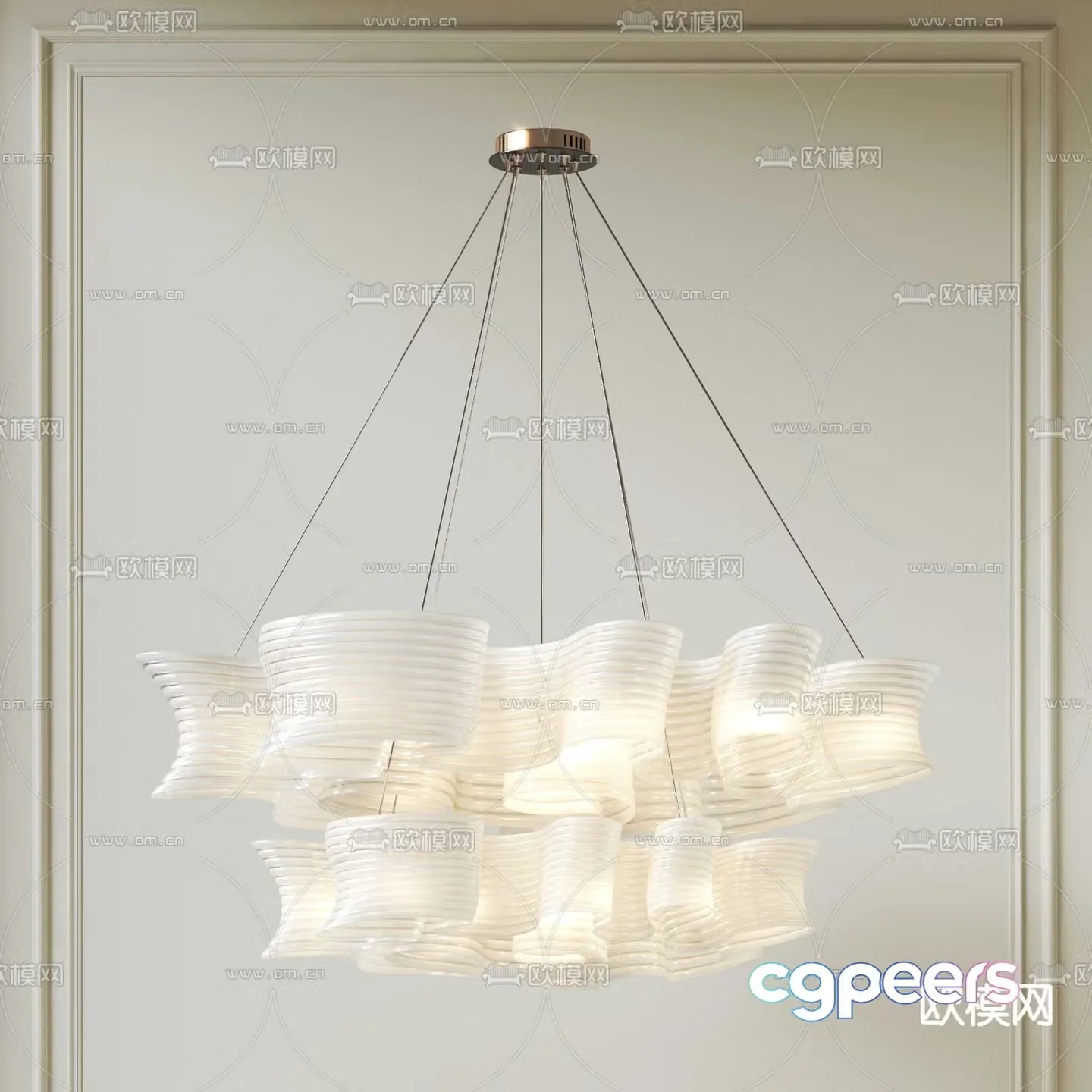 Creamy Chandelier Hall Chandelier 3d Model