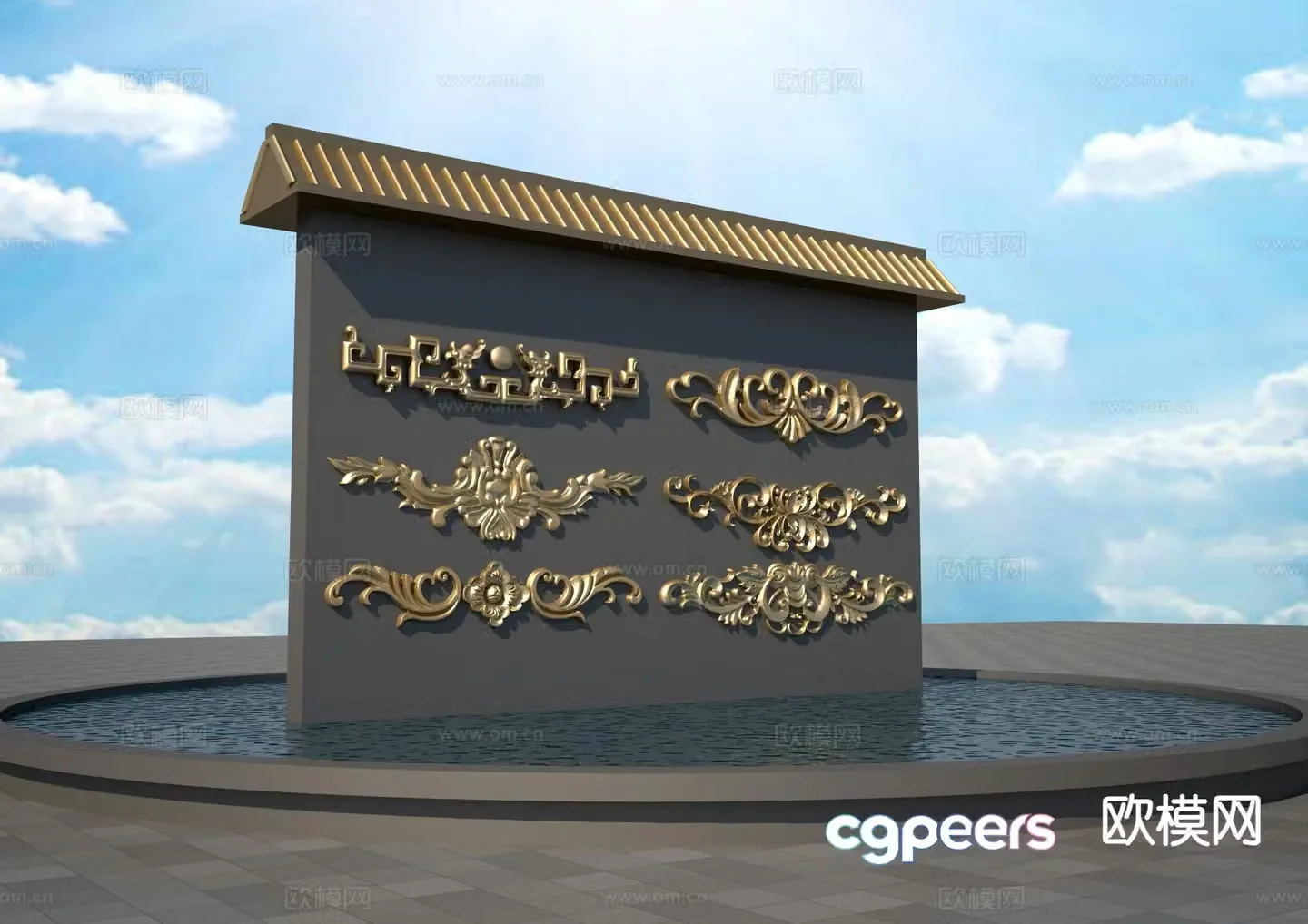 European pattern relief carving 3d model