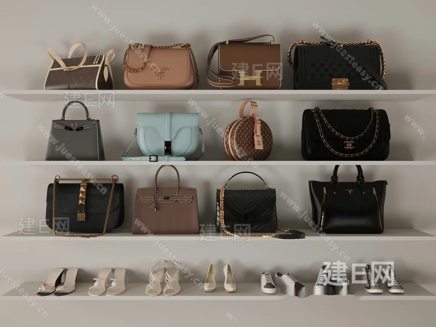 Modern Handbags And Shoes 3D Model – 11169 – VRAY Render