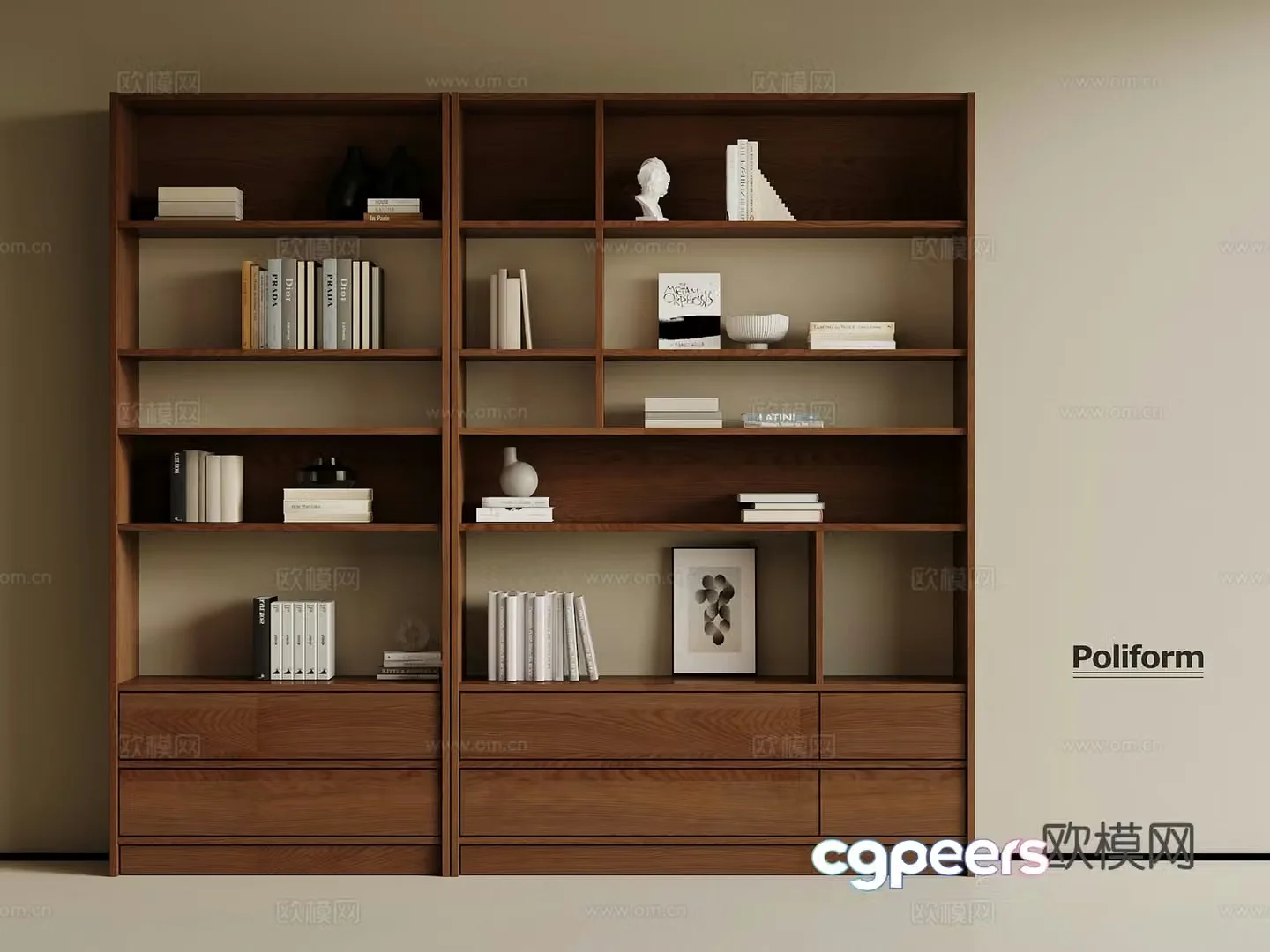 3D model of medieval bookcase