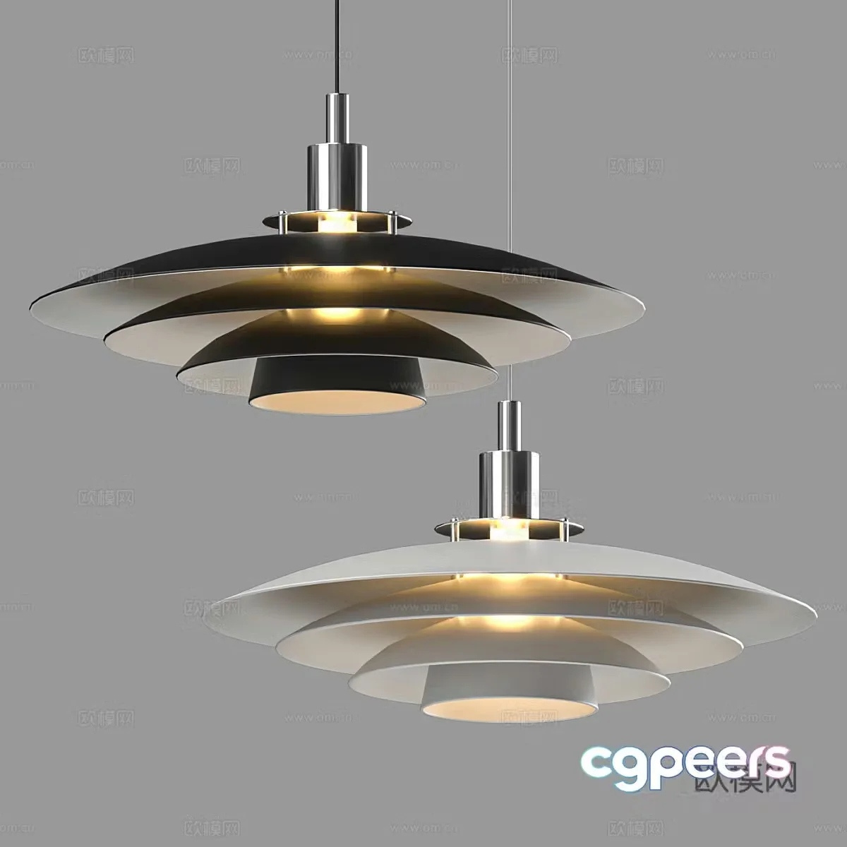 Modern light luxury disc decorative chandelier 3d model