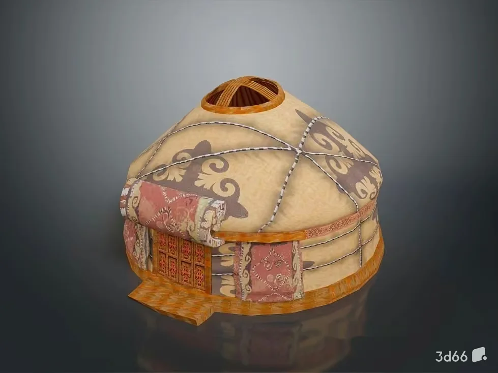 A Yurt With A Beige And Brown Pattern 3D Model – 22074 – VRAY Render