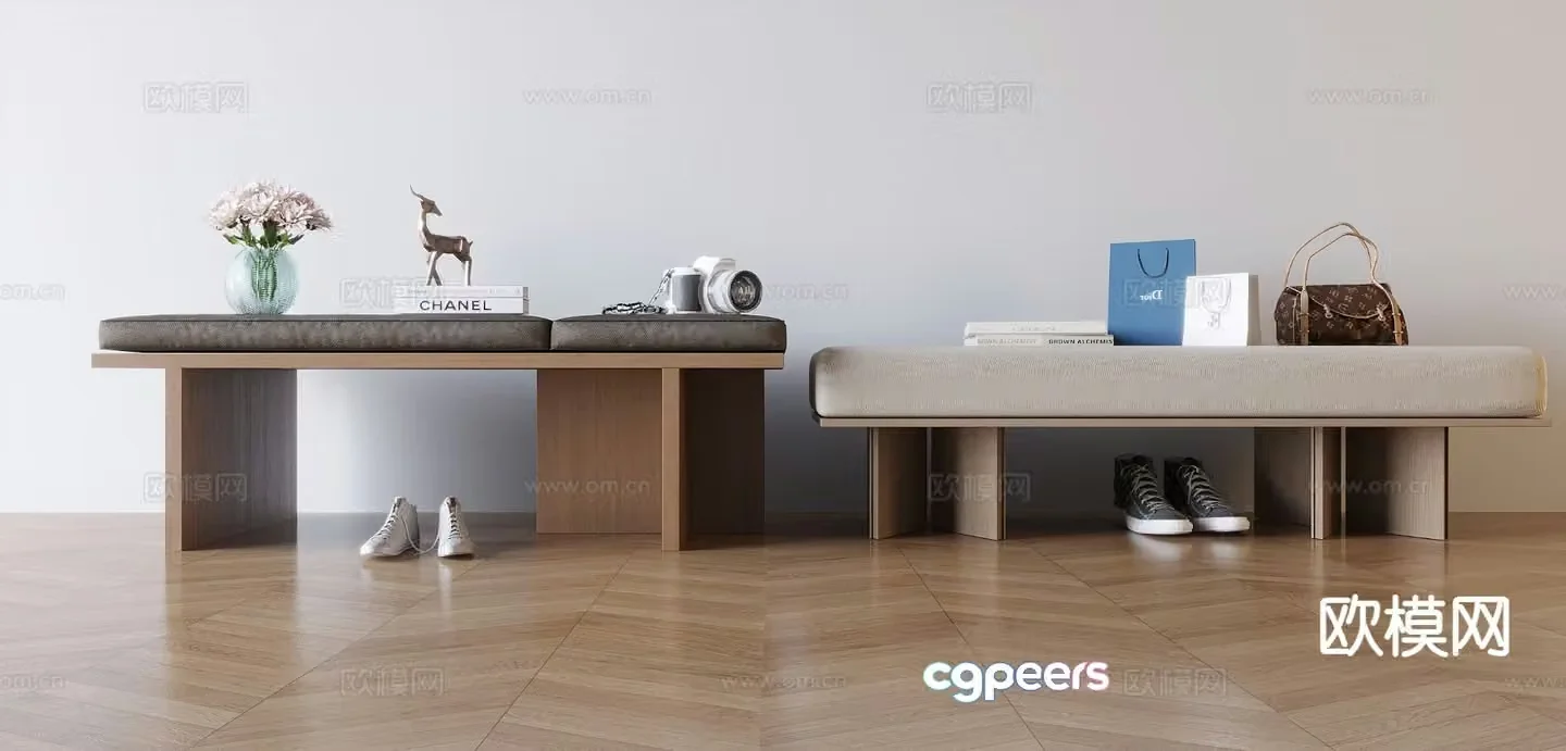 Modern shoe changing stool sofa stool bed end stool bench 3D model