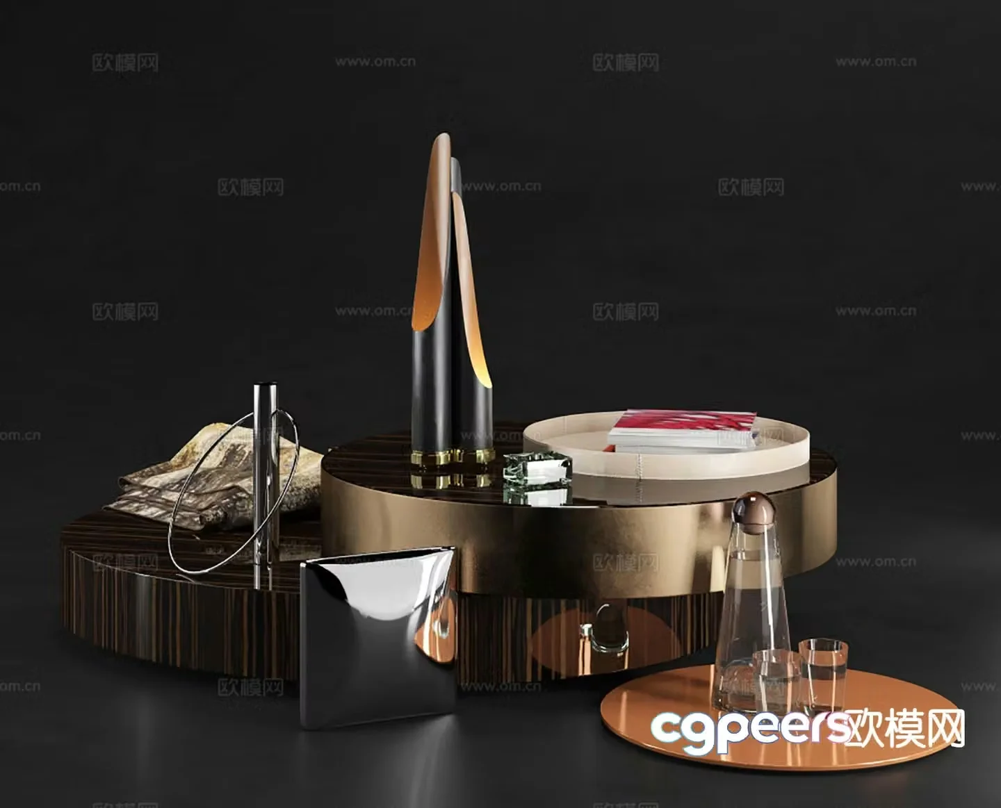 Modern decorations furnishings coffee table ornaments 3D model