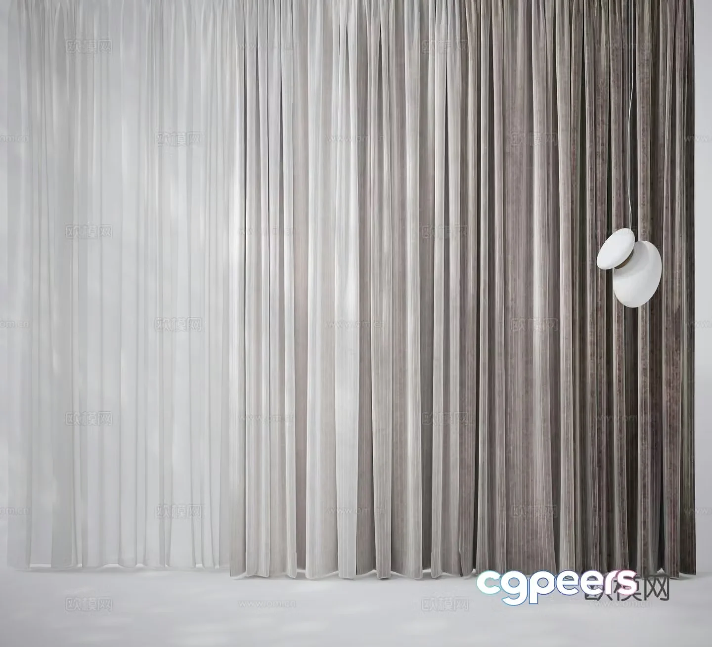 Curtains Gauze Curtains Venetian blinds 3D Model