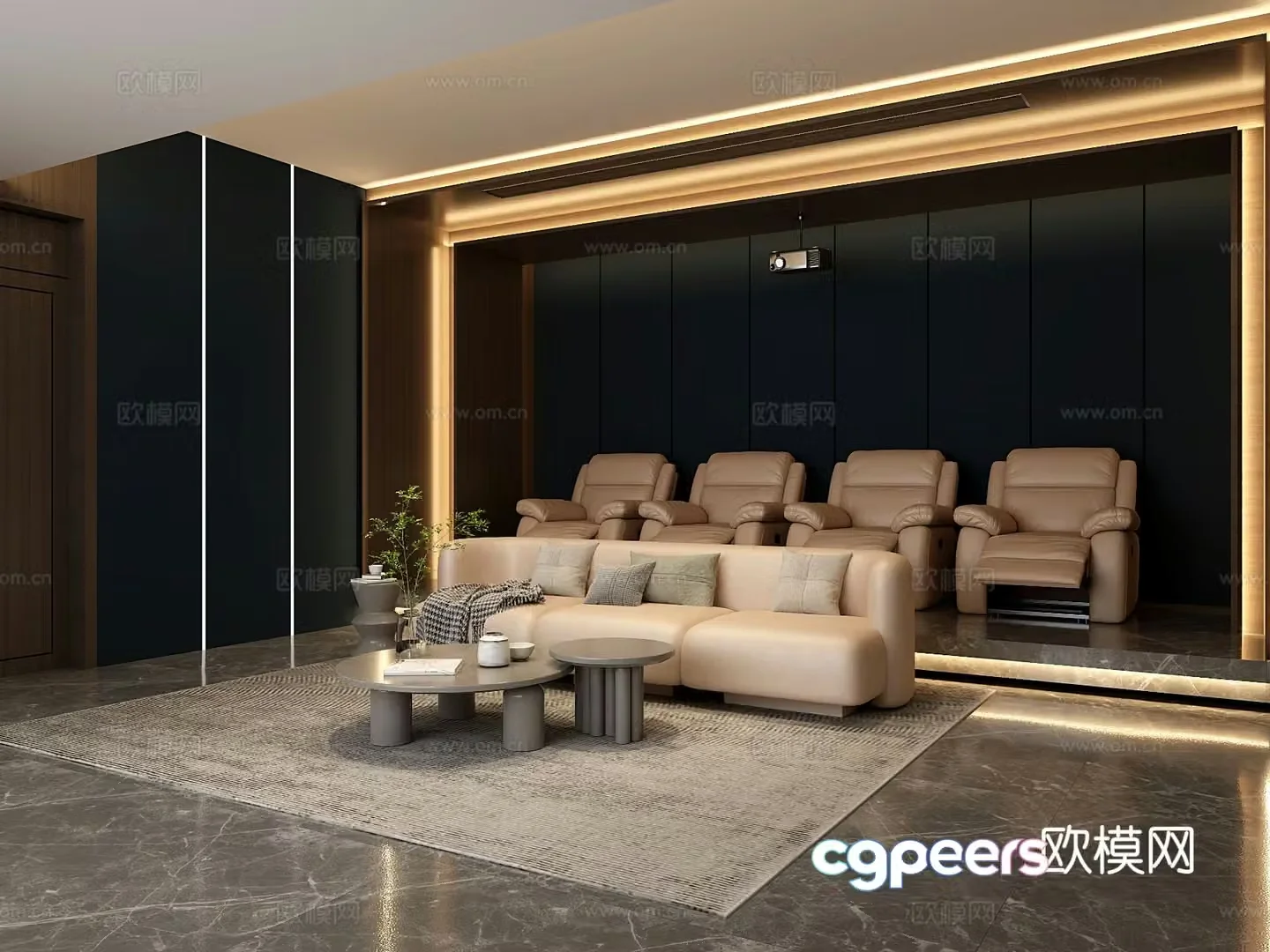 Modern audio-visual room home audio-visual room 3d model
