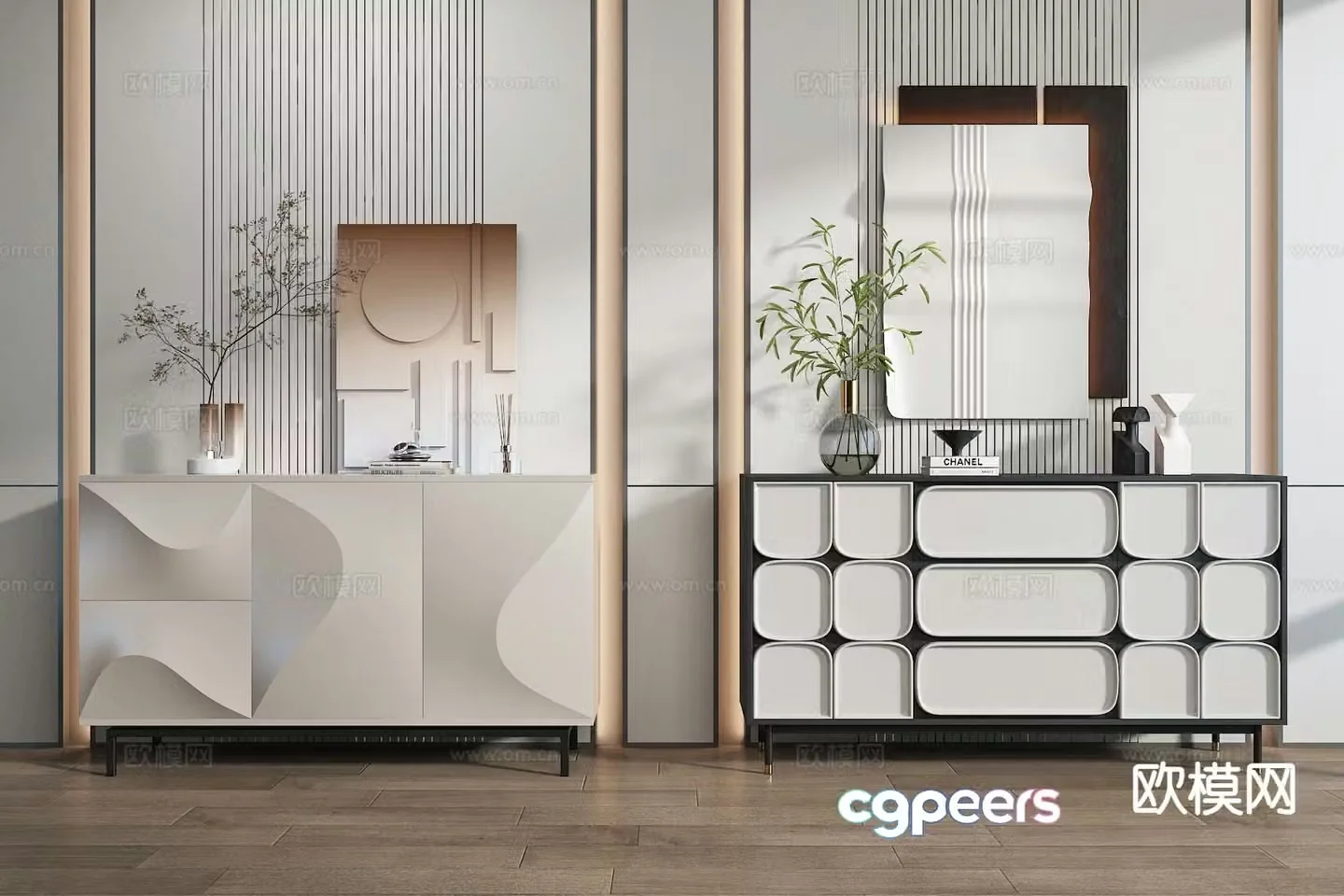 Modern side cabinet entrance cabinet 3d model