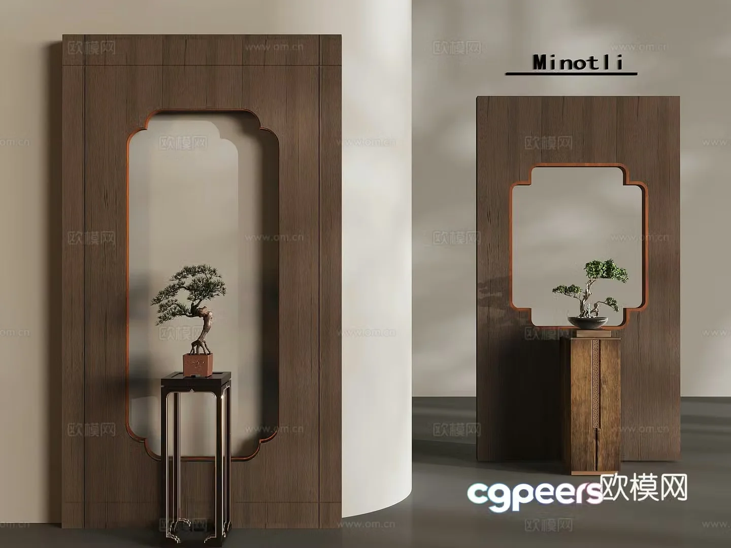 New Chinese style partition 3D model of entrance partition