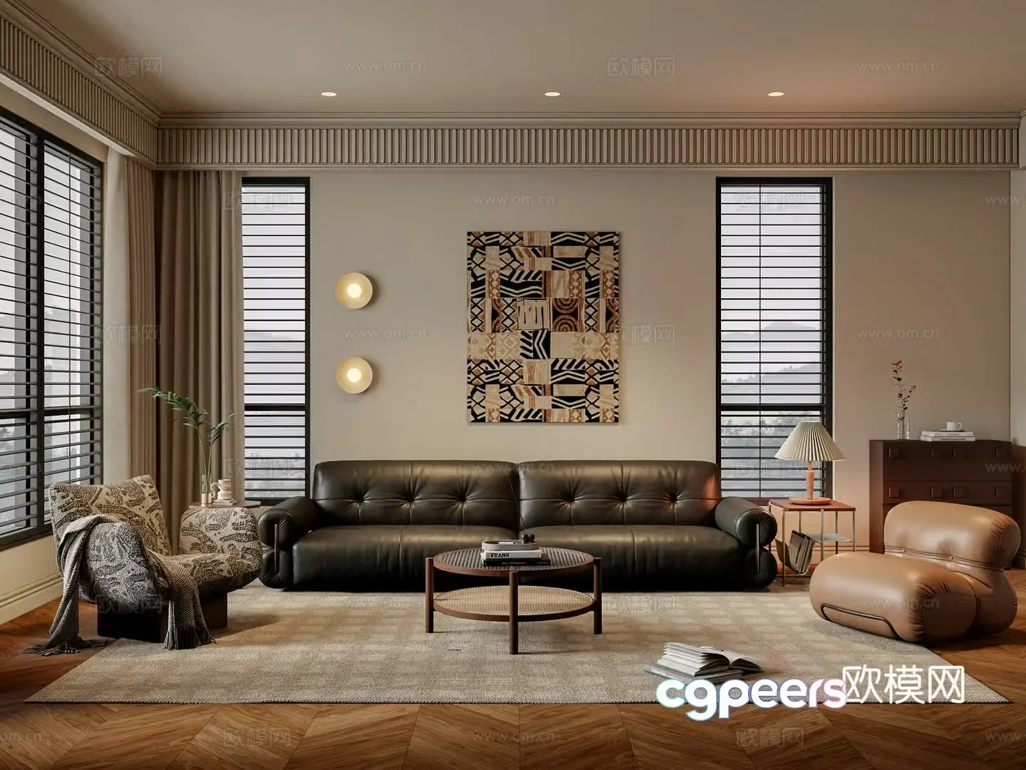 Middle-aged living room 3d model