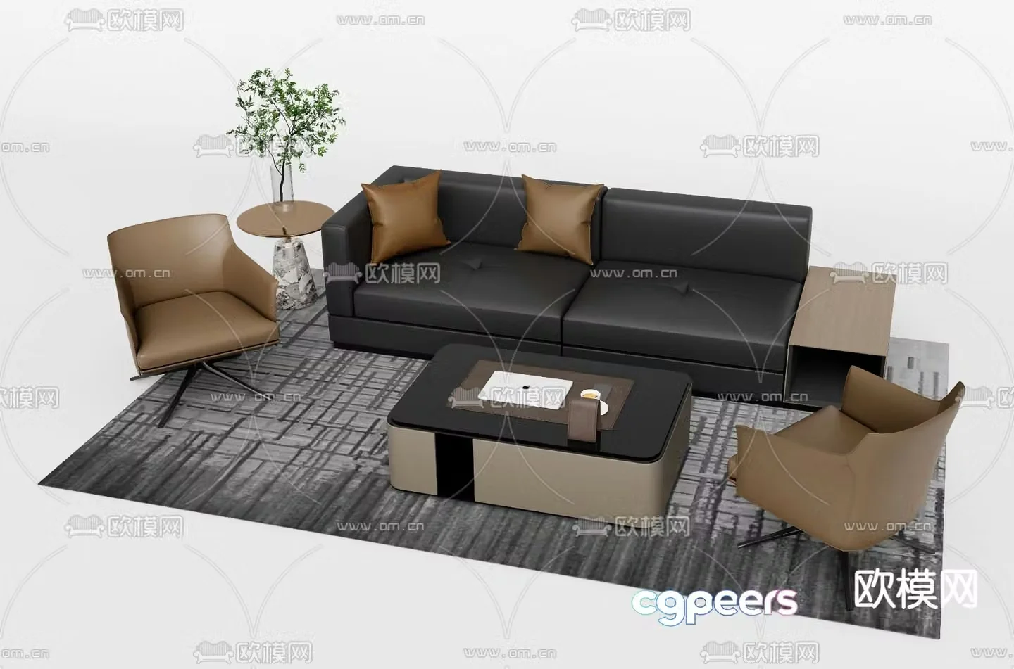 Modern office sofa reception sofa 3d model