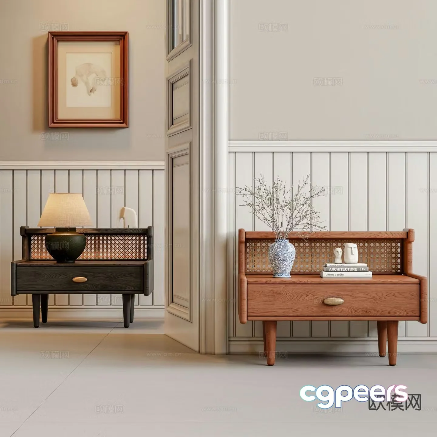 Medieval style bedside table 3d model