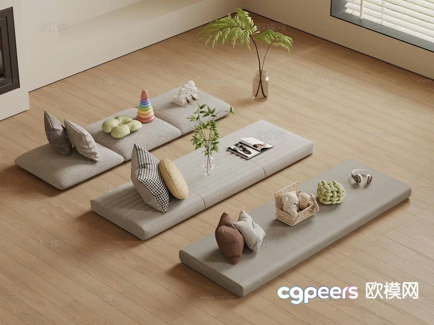 Modern cushion bay window cushion cushion 3d model