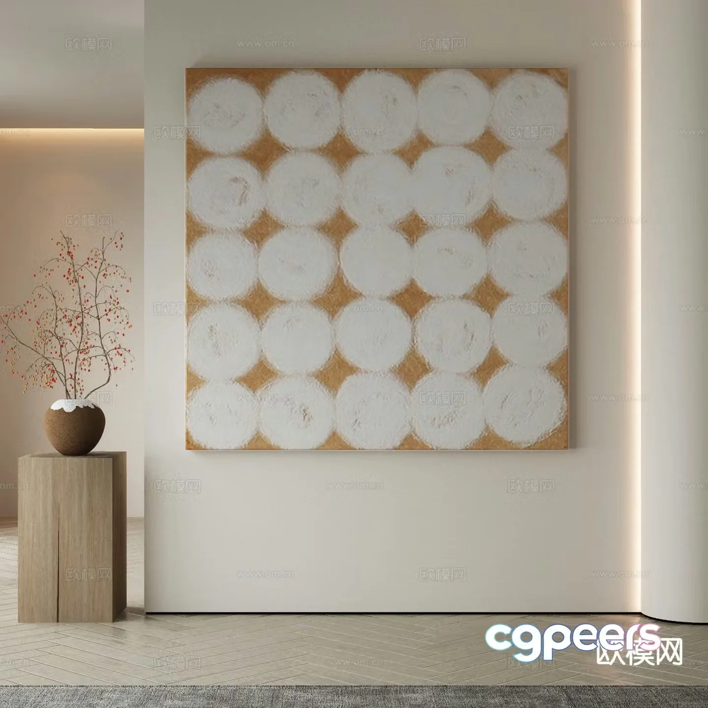 Modern decorative painting texture painting geometric hanging painting 3D model