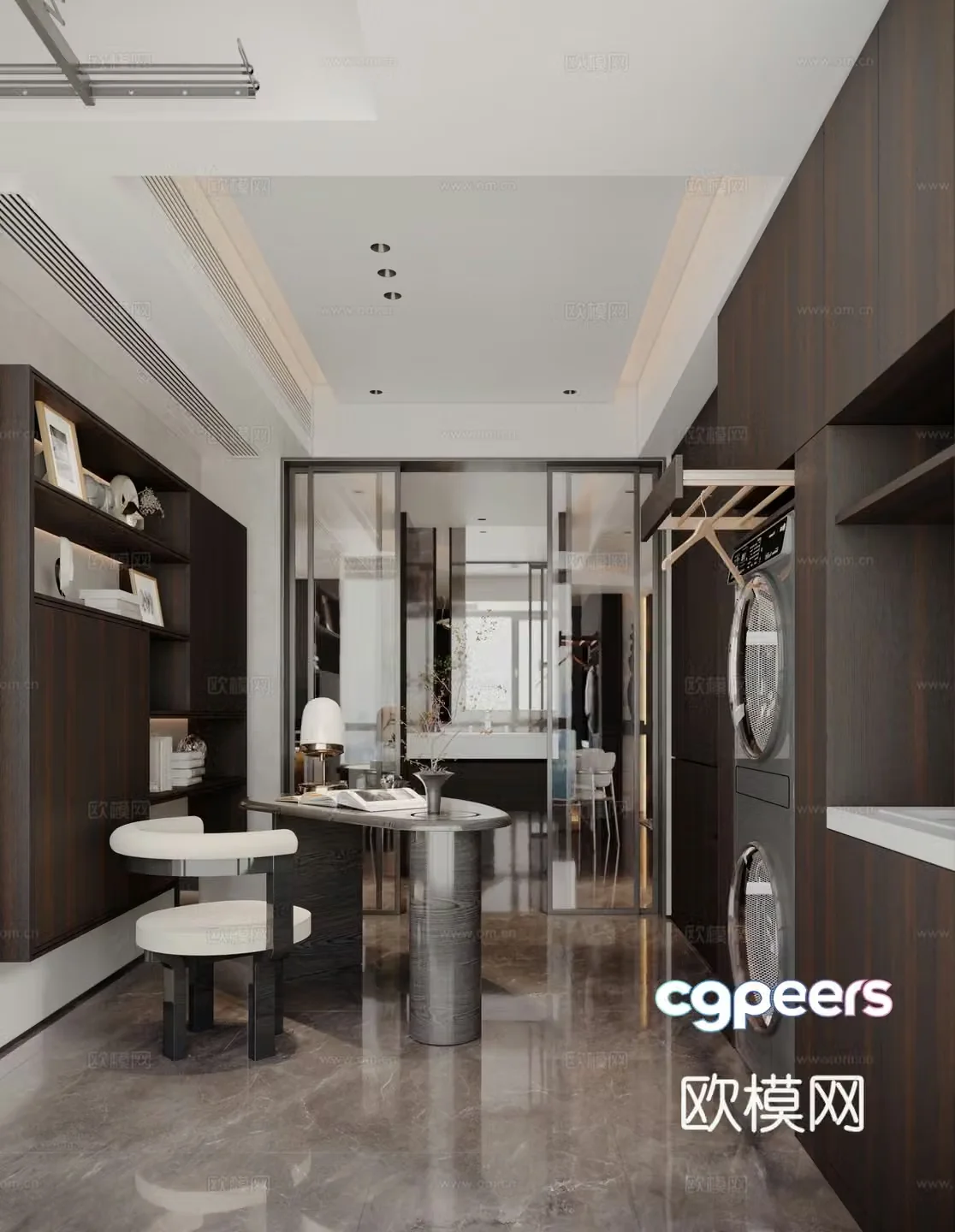 Modern study room 3d model