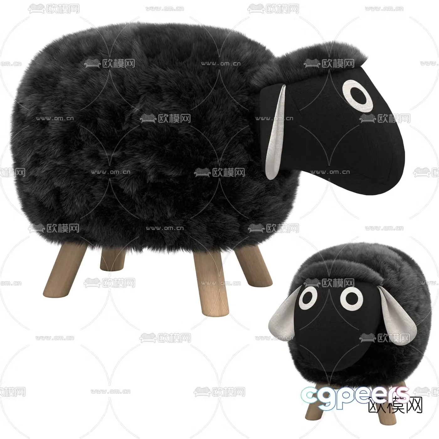 Modern children’s sheep plush stool 3d model