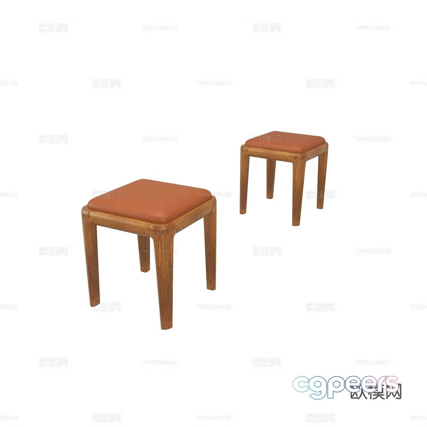 Retro small stool 3d model