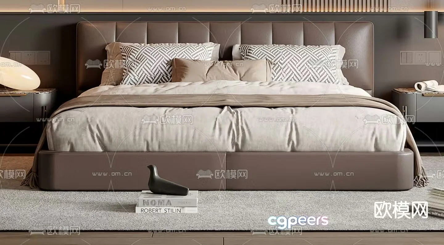 Italian double bed 3d model