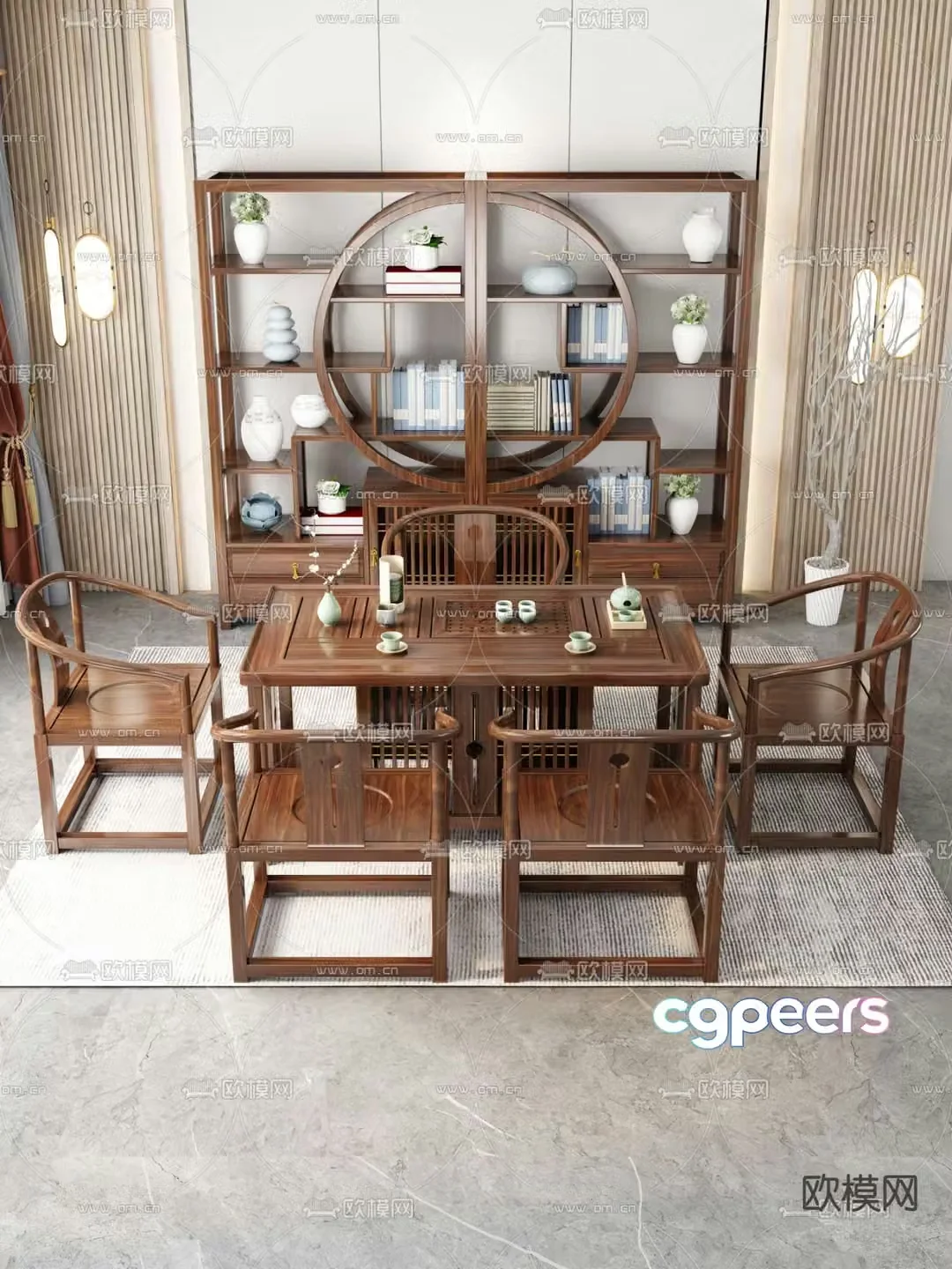 Chinese tea table tea table rack 3d model