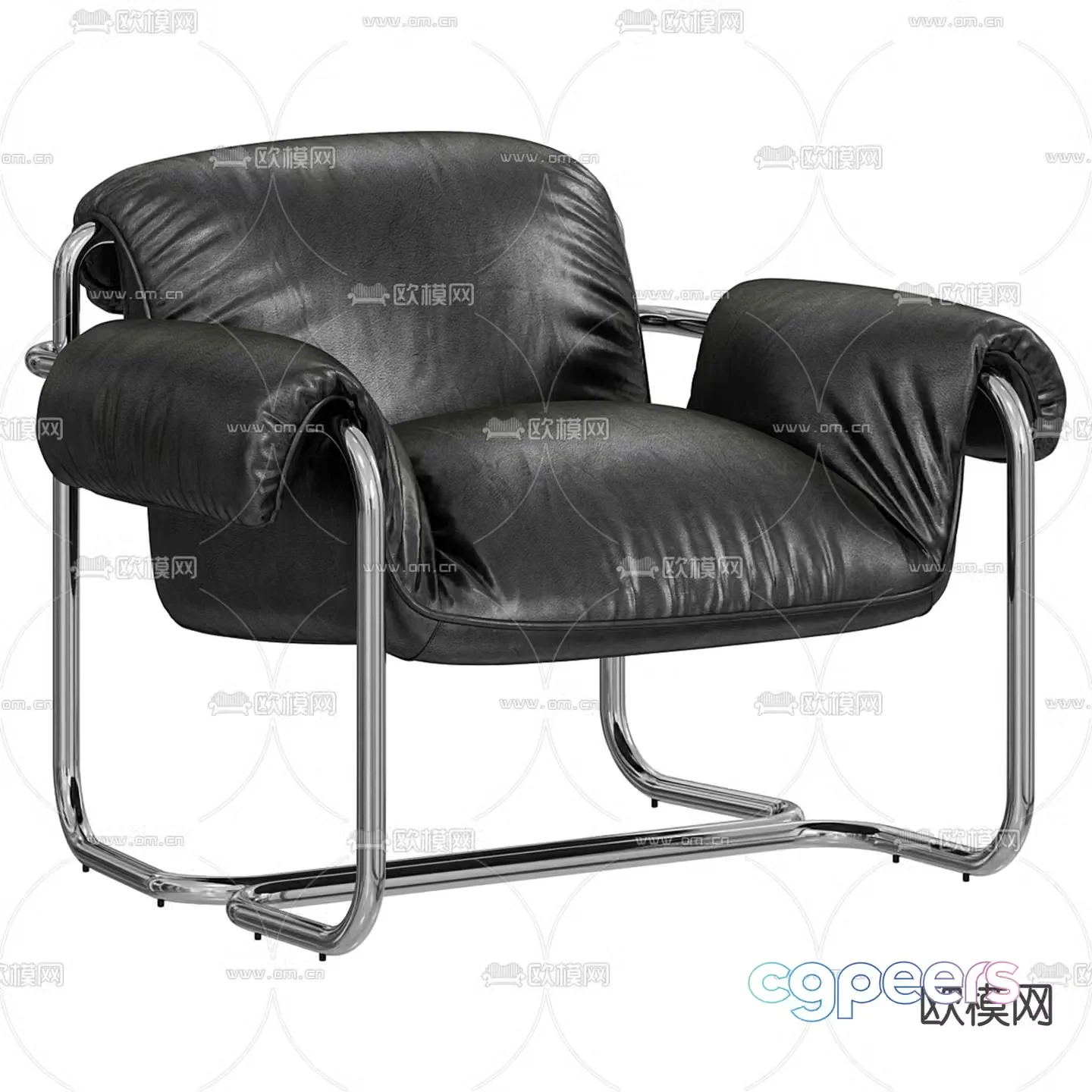 Leather sofa chair leisure chair 3d model