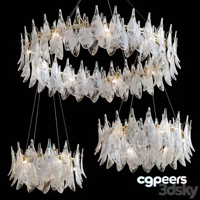3ds Max Free – Hanging chandeliers SAINT FEATHERS ROUND
