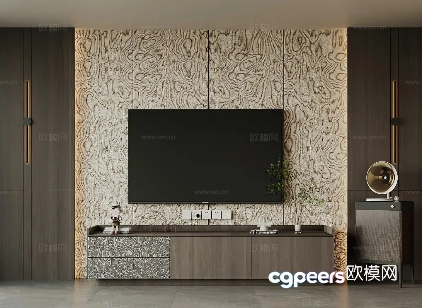 Modern Italian TV Cabinet TV Background Wall Gramophone 3D Model