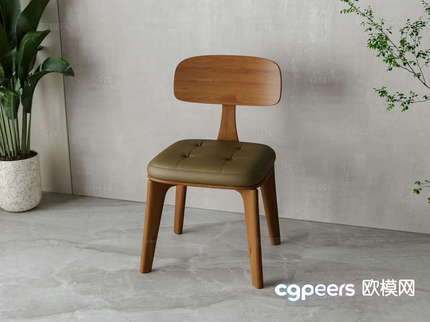 Nordic chair dining chair 3d model