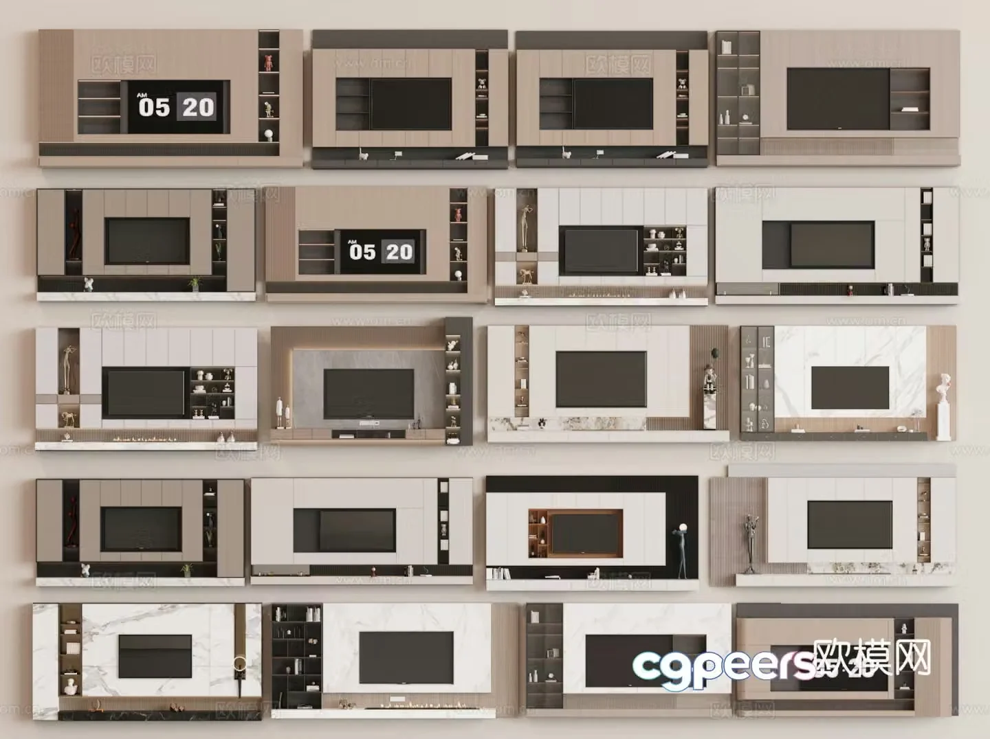 Modern TV background wall 3d model