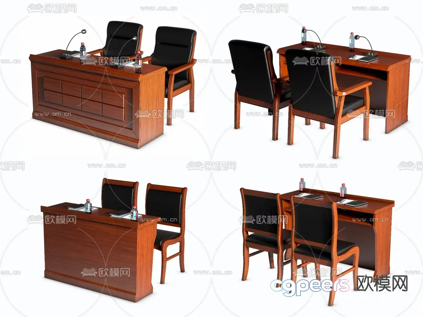 New Chinese style conference tables and chairs rostrum 3D model