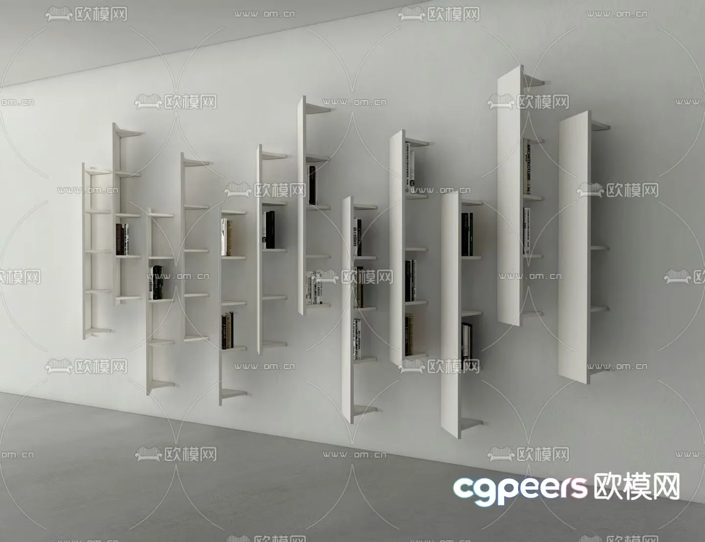 Modern White Shelving Unit 3D Model – 11475 – VRAY Render